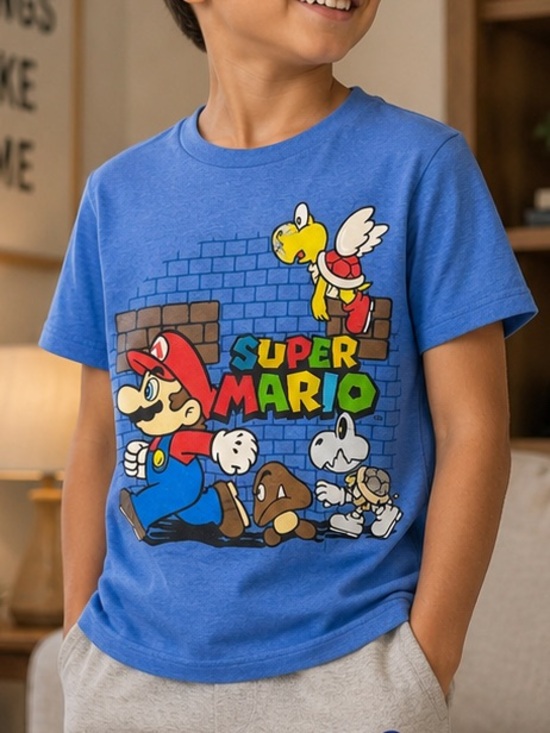 Super Mario Bros Other - Super Mario - Blue Graphic Tee Boys Size XS